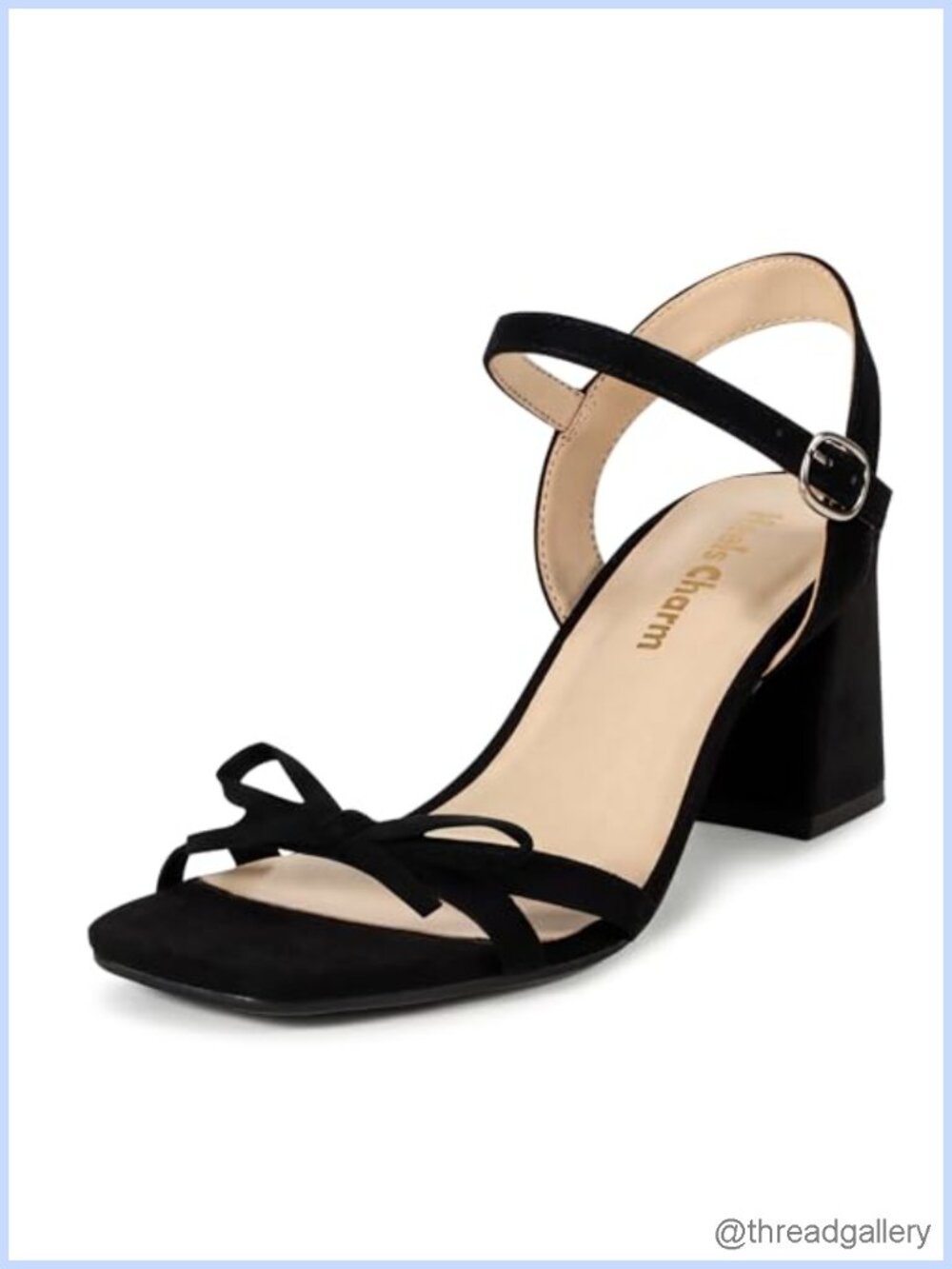 Women's Bow Strappy Chunky Block Heeled Sandals Open Toe Ankle Strap